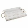 White Faux Wood Decorative Tray With Rope Handles, 16x13
