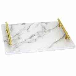 White & Gold Marbled Look Tray, 12x8