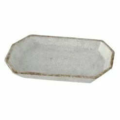 White Metal Trinket Tray, 8x4
