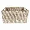 White & Natural Cattail Storage Basket, Medium -Storage supplies shop white natural cattail storage basket medium