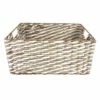 White & Natural Cattail Storage Basket, Small 1 White & Natural Cattail Storage Basket, Small -Storage supplies shop white natural cattail storage basket small