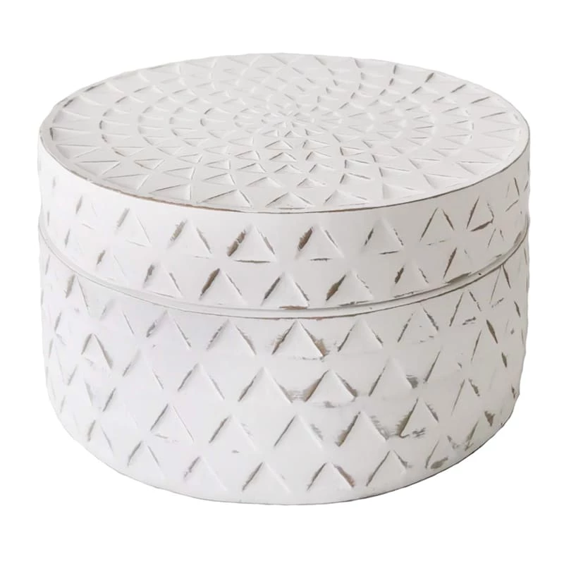 White Round Decorative Box, 6" 3 White Round Decorative Box, 6"
