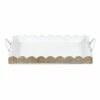 White Wood Rectangular Tray With Metal Handles, Large -Storage supplies shop white wood rectangular tray with metal handles large