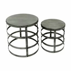 Wood Top Plant Stand With Metal Base, Large