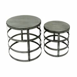 Wood Top Plant Stand With Metal Base, Small