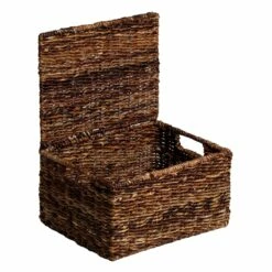 Woven Abaca Storage Basket With Lid, Large